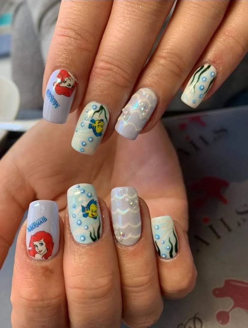 little mermaid nail art